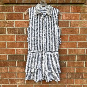 10 Crosby Derek Lam White and Blue Sleeveless Silk Mini Dress sz 2